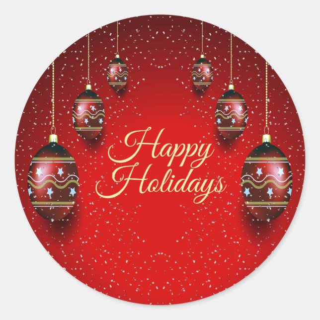 Christmas Party Golden Red Winter Holidays Elegant Classic Round Sticker (Front)