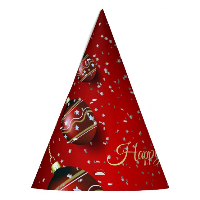 Christmas Party Golden Red Winter Holidays Elegant Hat (Left)