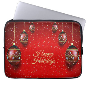 Christmas Party Golden Red Winter Holidays Elegant Laptop Sleeve