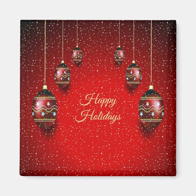 Christmas Party Golden Red Winter Holidays Elegant Magnet (Front)