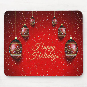 Christmas Party Golden Red Winter Holidays Elegant Mouse Mat