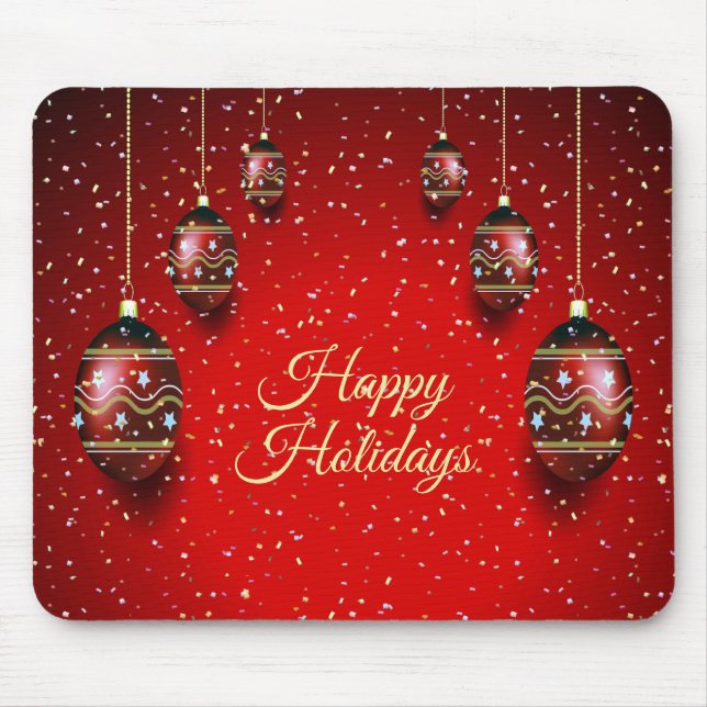 Christmas Party Golden Red Winter Holidays Elegant Mouse Mat (Front)