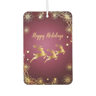 Christmas Party Golden Reindeers Red Pink Elegant Car Air Freshener