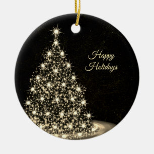 Christmas Party Golden Shiny Tree Winter Black Ceramic Tree Decoration