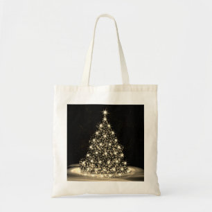 Christmas Party Golden Shiny Tree Winter Black Tote Bag