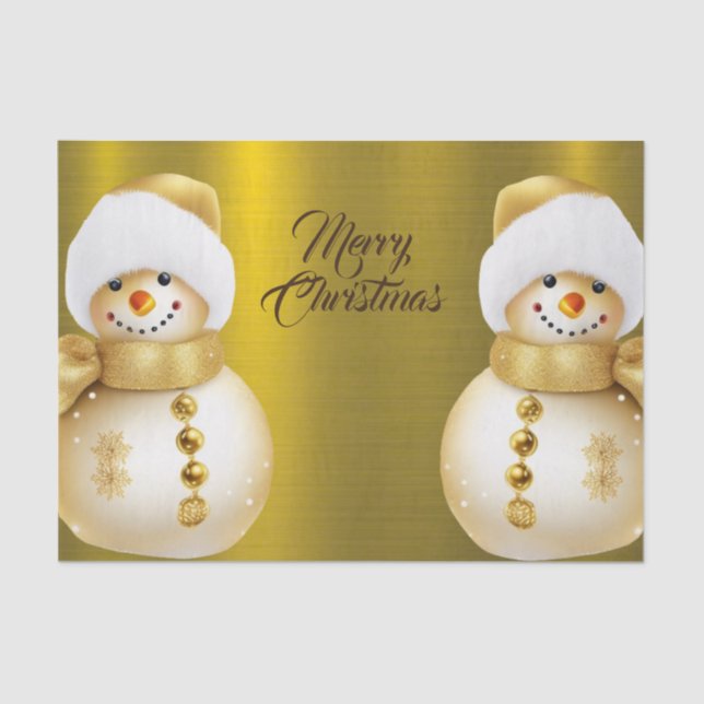 Christmas Party Golden Snowman Winter Holiday Tissue Paper (Front)