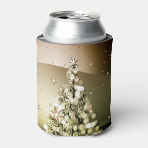 Christmas Party Golden Tree Shiny Sparkle Stars Can Cooler