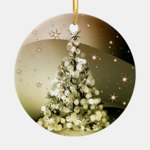 Christmas Party Golden Tree Shiny Sparkle Stars Ceramic Tree Decoration