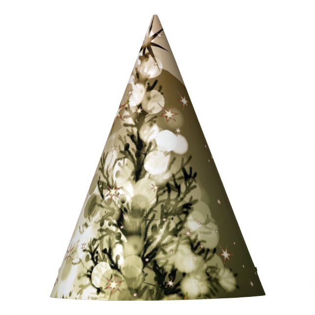 Christmas Party Golden Tree Shiny Sparkle Stars Hat (Front)