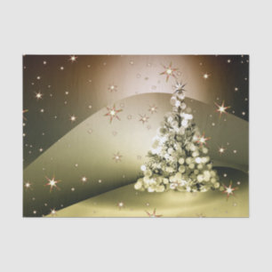 Christmas Party Golden Tree Shiny Sparkle Stars Tissue Paper