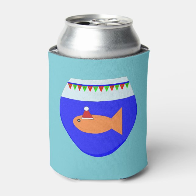 Christmas Party Goldfish Custom Can Cooler (Can Front)