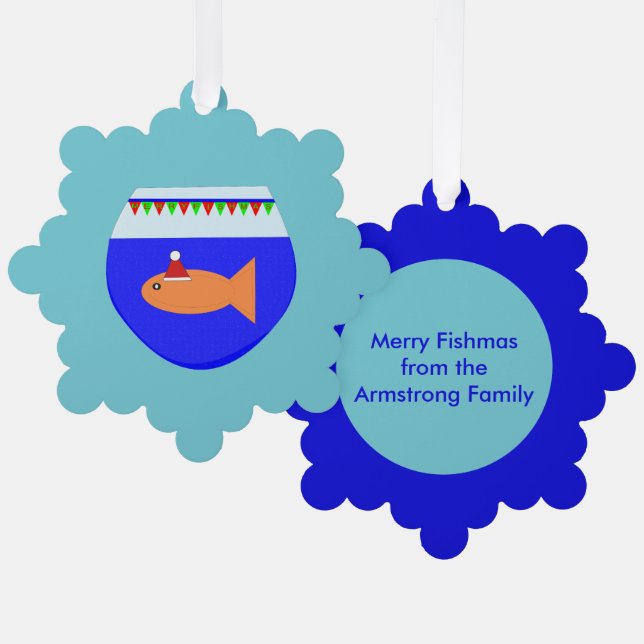 Christmas Party Goldfish Custom Tree Decoration Card (Front/Back)