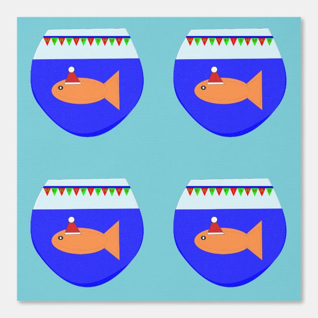 Christmas Party Goldfish Patterned Wallpaper (Front)