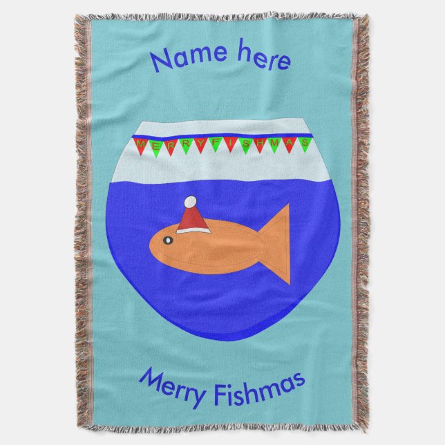 Christmas Party Goldfish Throw Blanket (Front Vertical)