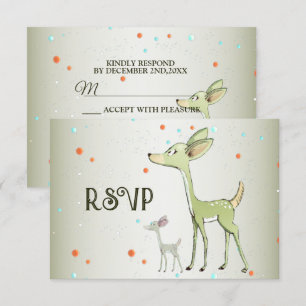 Christmas Party Green Deers Holidays Cute RSVP Card