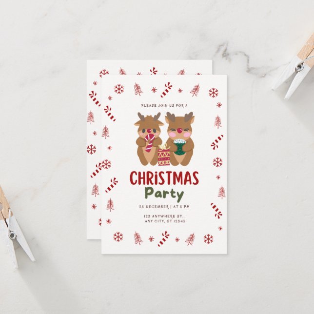 Christmas Party Greeting Card (Front/Back In Situ)