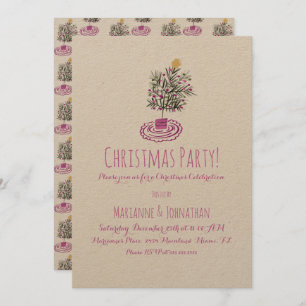 Christmas Party  Hand Drawn Christmas Tree Doodle  Invitation