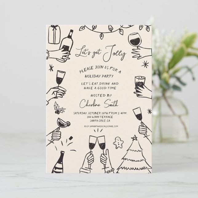 Christmas Party Hand Drawn Funky Handwritting Invitation (Creator Uploaded)