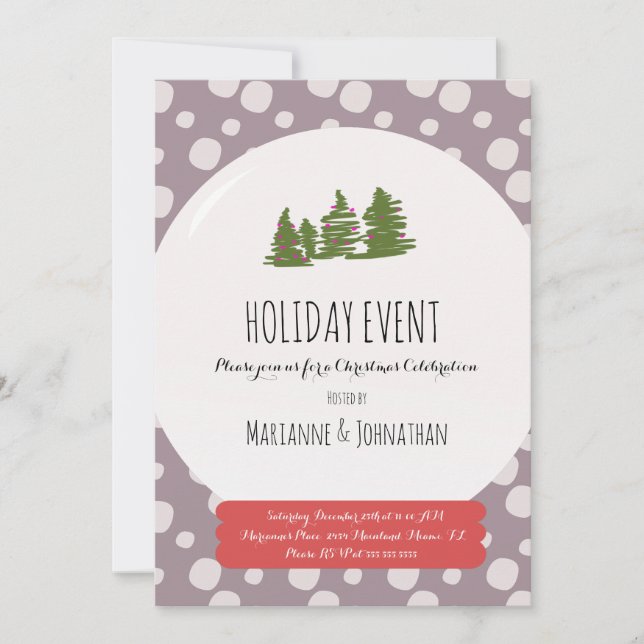 Christmas Party  Hand Drawn Snow Globe Doodle Invitation (Front)