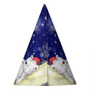 Christmas Party Hat Baby Bear Sleeping on the Moon
