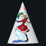 Christmas Party Hat Snowman and Girl Dance<br><div class="desc">Paper Party Hats with Happy Snowman and Girl Dance Tango Christmas Party Fun Cartoon Drawing - Choose / Add Your Unique Text / Name / Color - Make Your Special Gift - Resize and move or remove and add elements / text with customization tool ! Drawing and Design by MIGNED....</div>