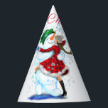 Christmas Party Hat Snowman and Girl Dance<br><div class="desc">Paper Party Hats with Happy Snowman and Girl Dance Tango Christmas Party Fun Cartoon Drawing - Choose / Add Your Unique Text / Name / Color - Make Your Special Gift - Resize and move or remove and add elements / text with customization tool ! Drawing and Design by MIGNED....</div>