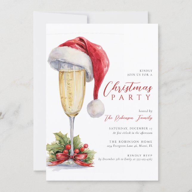  Christmas Party Holiday Cocktail  Invitation (Front)
