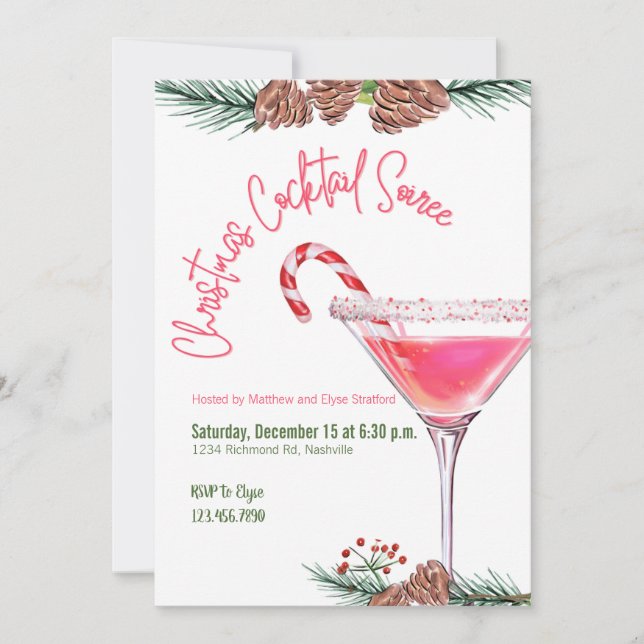 Christmas Party Holiday Cocktail Work Party Invitation (Front)