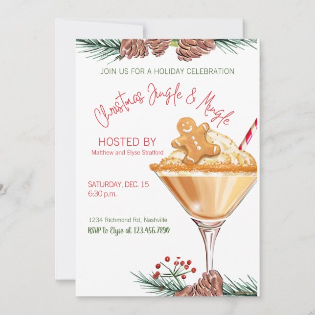 Christmas Party Holiday Cocktail Work Party Invitation (Front)