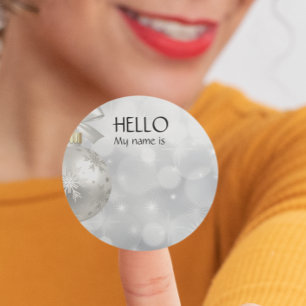 Christmas Party Holiday Hello Name Tag Badge