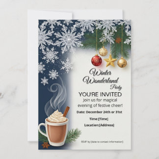 Christmas party holiday invitation card template 