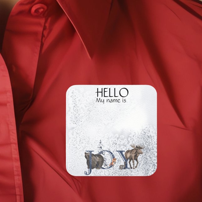 Christmas Party Holiday Name Tag Badge Joy Snow (Creator Uploaded)