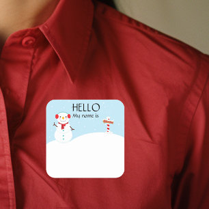 Christmas Party Holiday Name Tag Snow Man