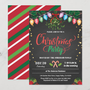 Christmas party holiday party chalkboard mistletoe invitation