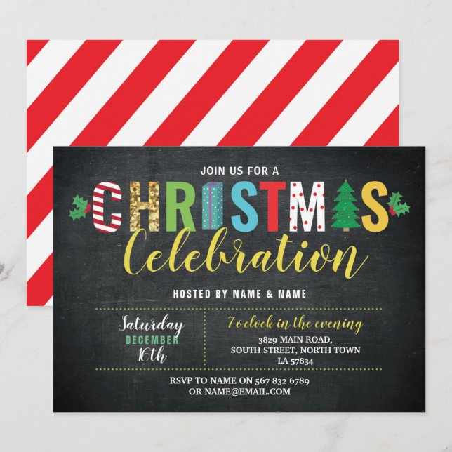 Christmas Party Holidays Celebration Festive Fun Invitation (Front/Back)