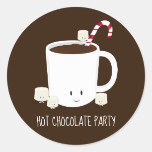 Christmas Party Hot Chocolate Hot Cocoa Classic Ro Round Sticker