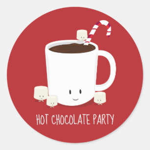 Christmas Party Hot Chocolate Hot Cocoa Classic Round Sticker