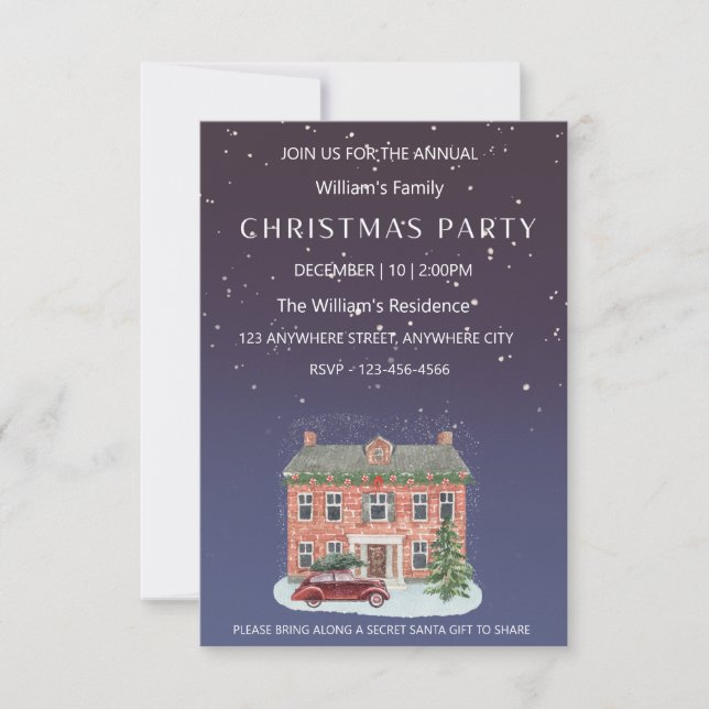 Christmas Party House  Invitation (Front)