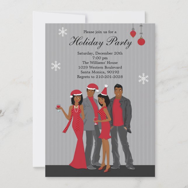 Christmas Party Invitation African American (Front)