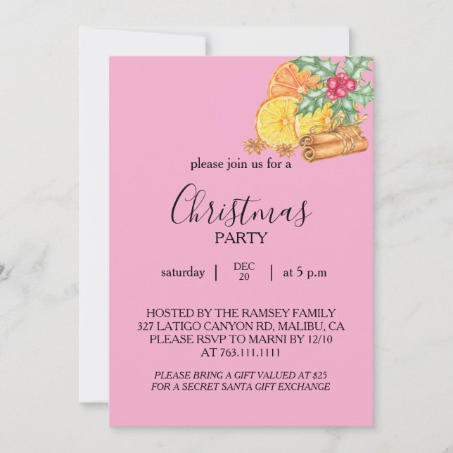 Christmas Party Invitation Card (Front)
