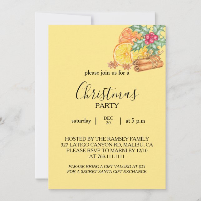Christmas Party Invitation Card (Front)