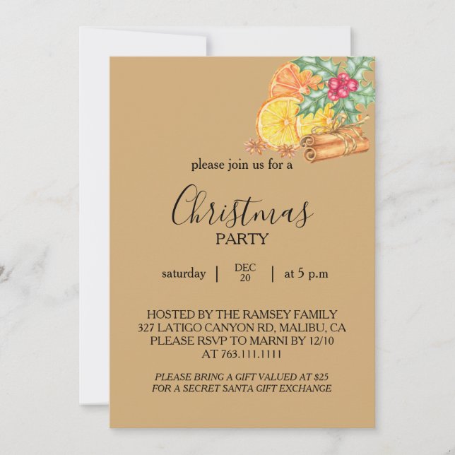 Christmas Party Invitation Card (Front)