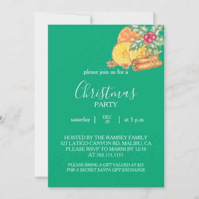 Christmas Party Invitation Card (Front)