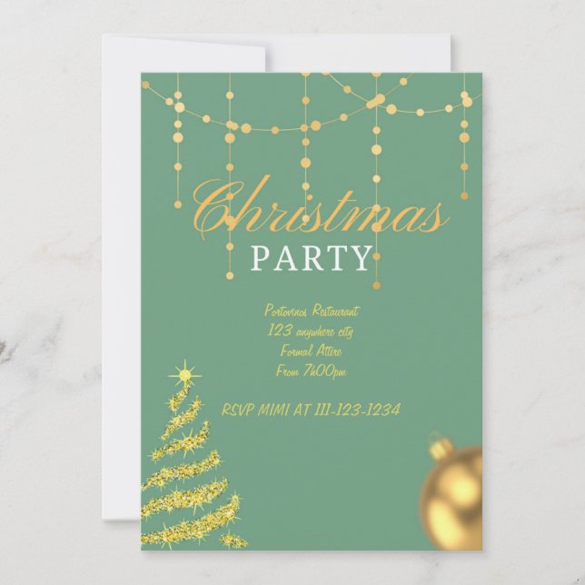 Christmas Party Invitation Card, downloadable (Front)