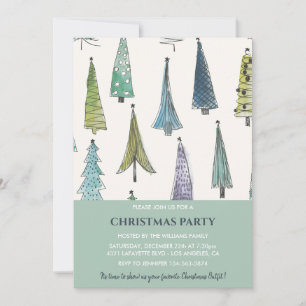 Christmas Party Invitation Cute Trees