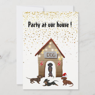 Christmas Party Invitation Dachshund Design