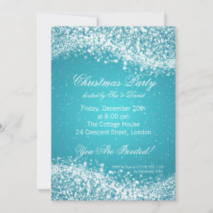 Christmas Party Invitation Elegant Sparkle Blue