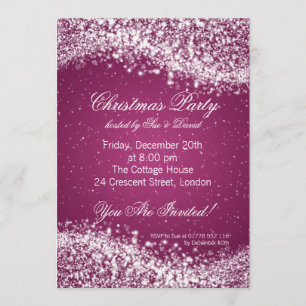 Christmas Party Invitation Elegant Sparkle Pink