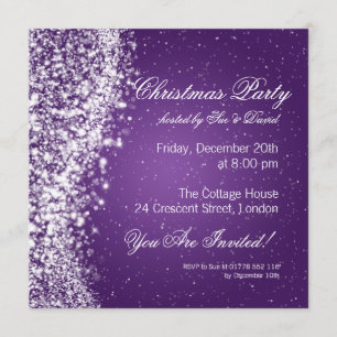 Christmas Party Invitation Elegant Sparkle Purple