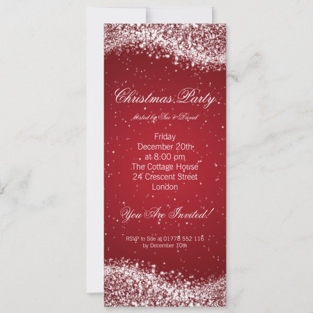 Christmas Party Invitation Elegant Sparkle Red (Front)